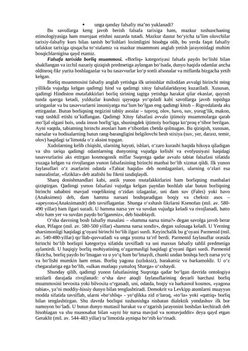Borliq (Ontologiya) va rivojlanish falsafasi 3