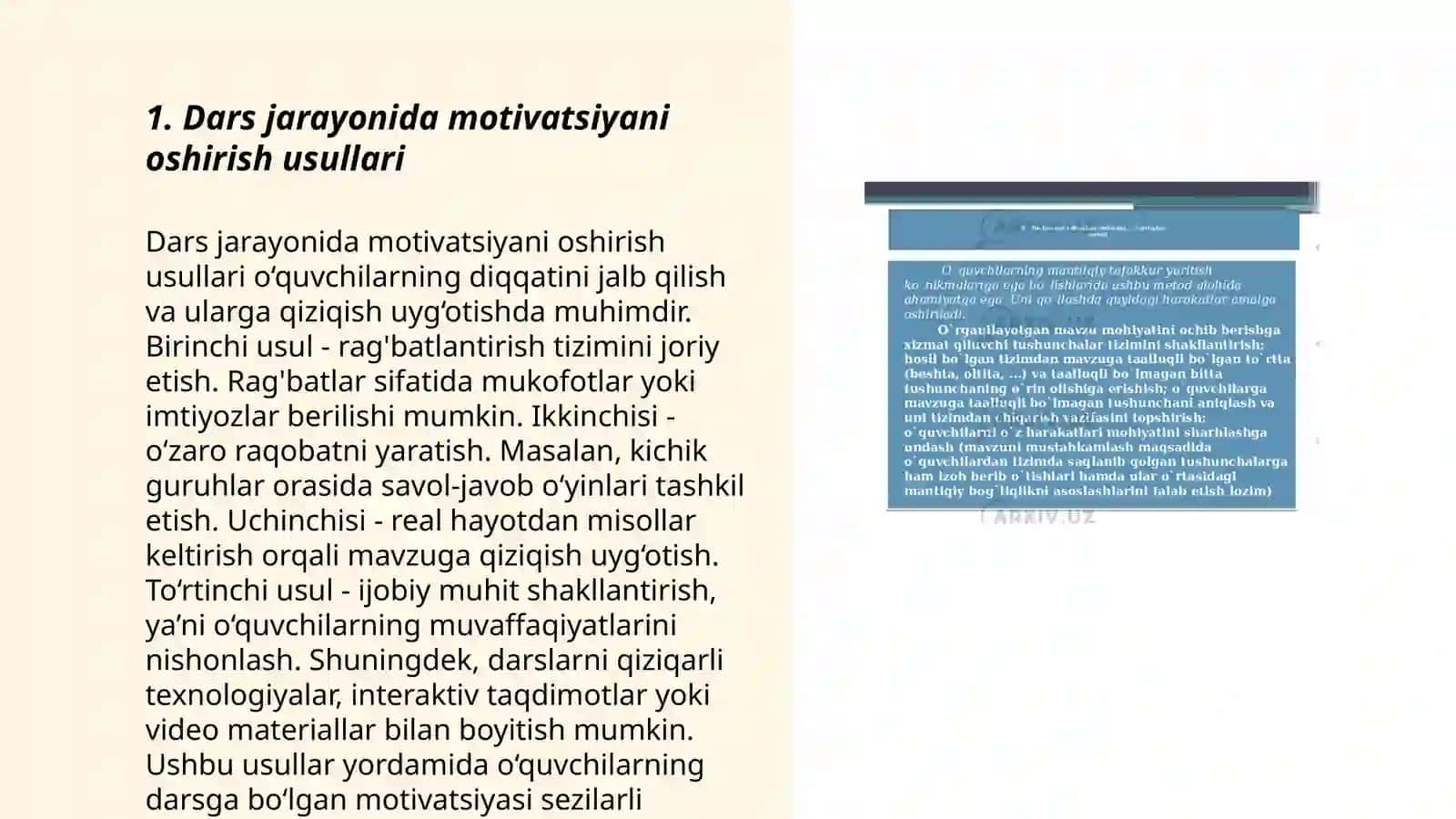Sinf rahbarining tarbiyaviy faoliyati samaradorligini oshirish usullari 3