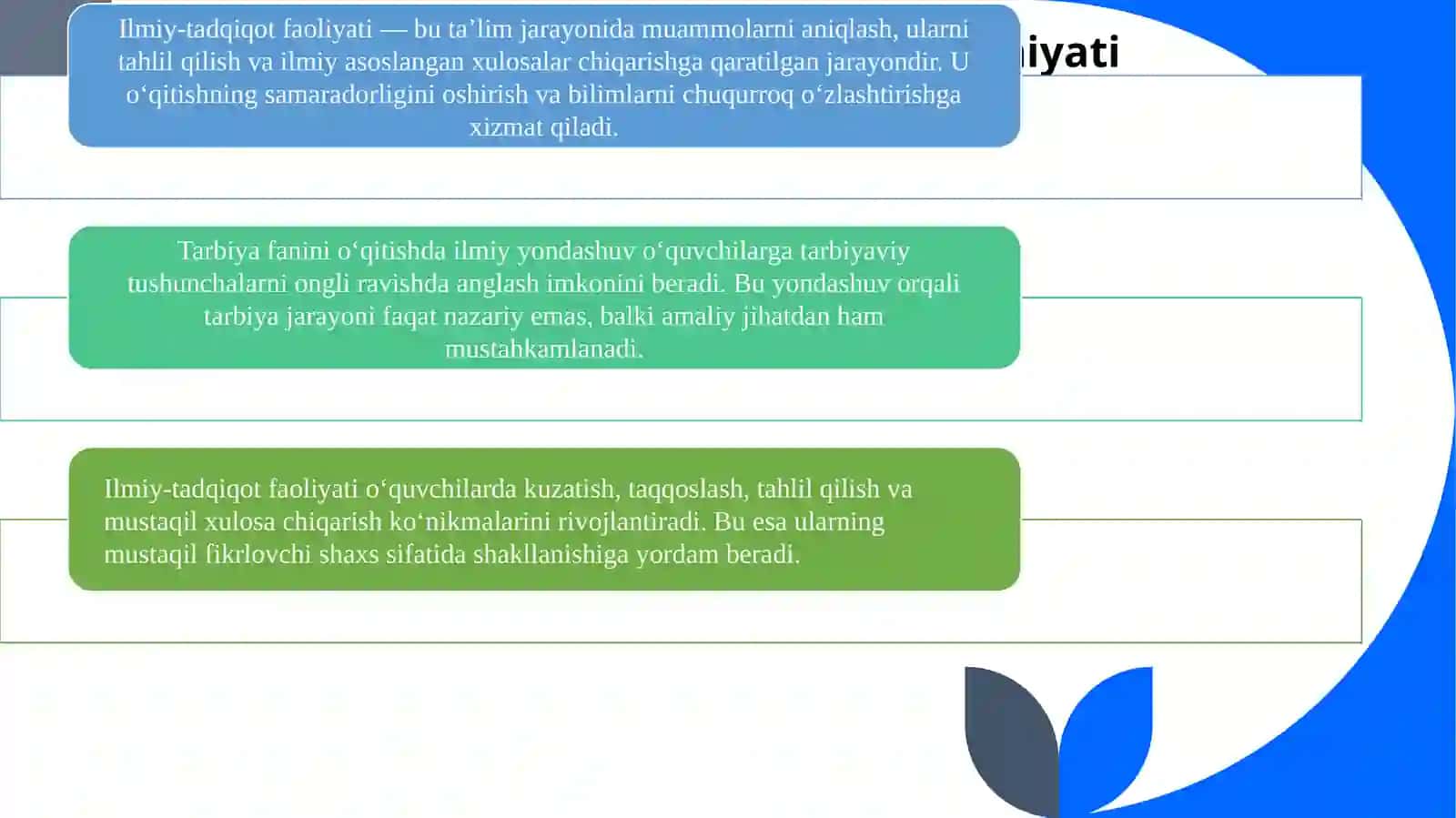 Umumta’lim maktablarida tarbiya fanini o‘qitishda ilmiy tadqiqot usullaridan foydalanish 3