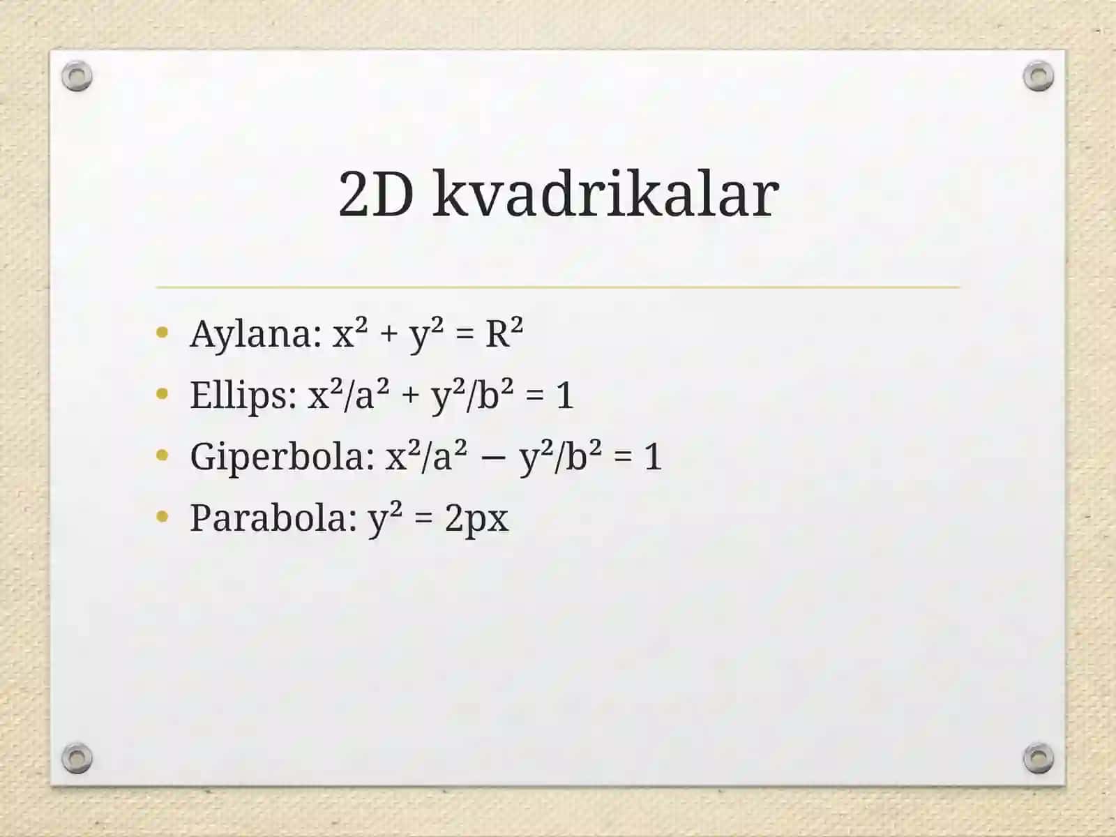 Kvadrikalar va bichiziqli formalar 3