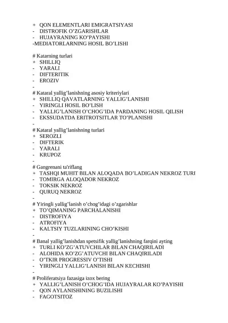 Otkir yalliglanish, Ekssudativ Yalliglanish. Turlari, bir- biridan farklash. (100 ta test) 3