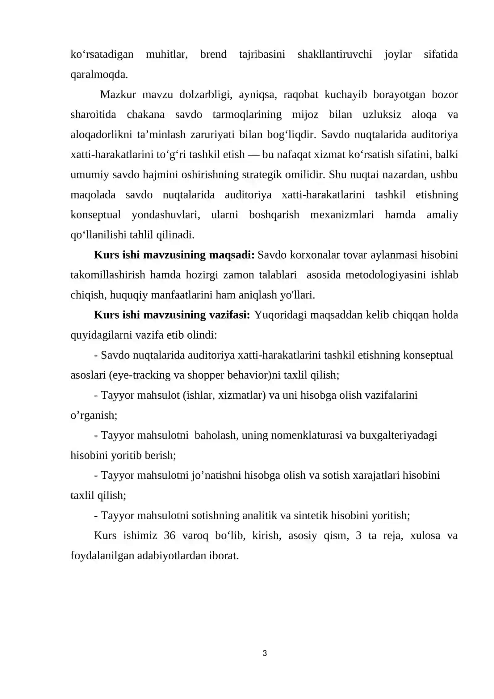 Savdo tashkilotlarida tovarlar va xizmatlar xisobi, taxlili va auditining nazariy asoslari 3