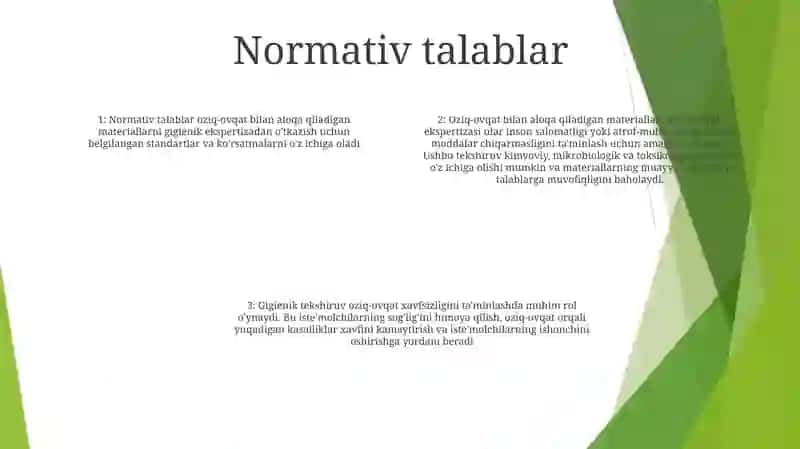 Oziq-Ovqat Bilan Kontaktda Bo’Ladigan Materiallarning Gigienik Ekspertizasi 3