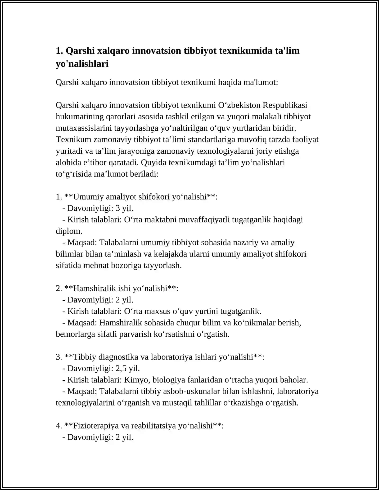 Qarshi xalqaro innovatsion tibbiyot texnikumi 3