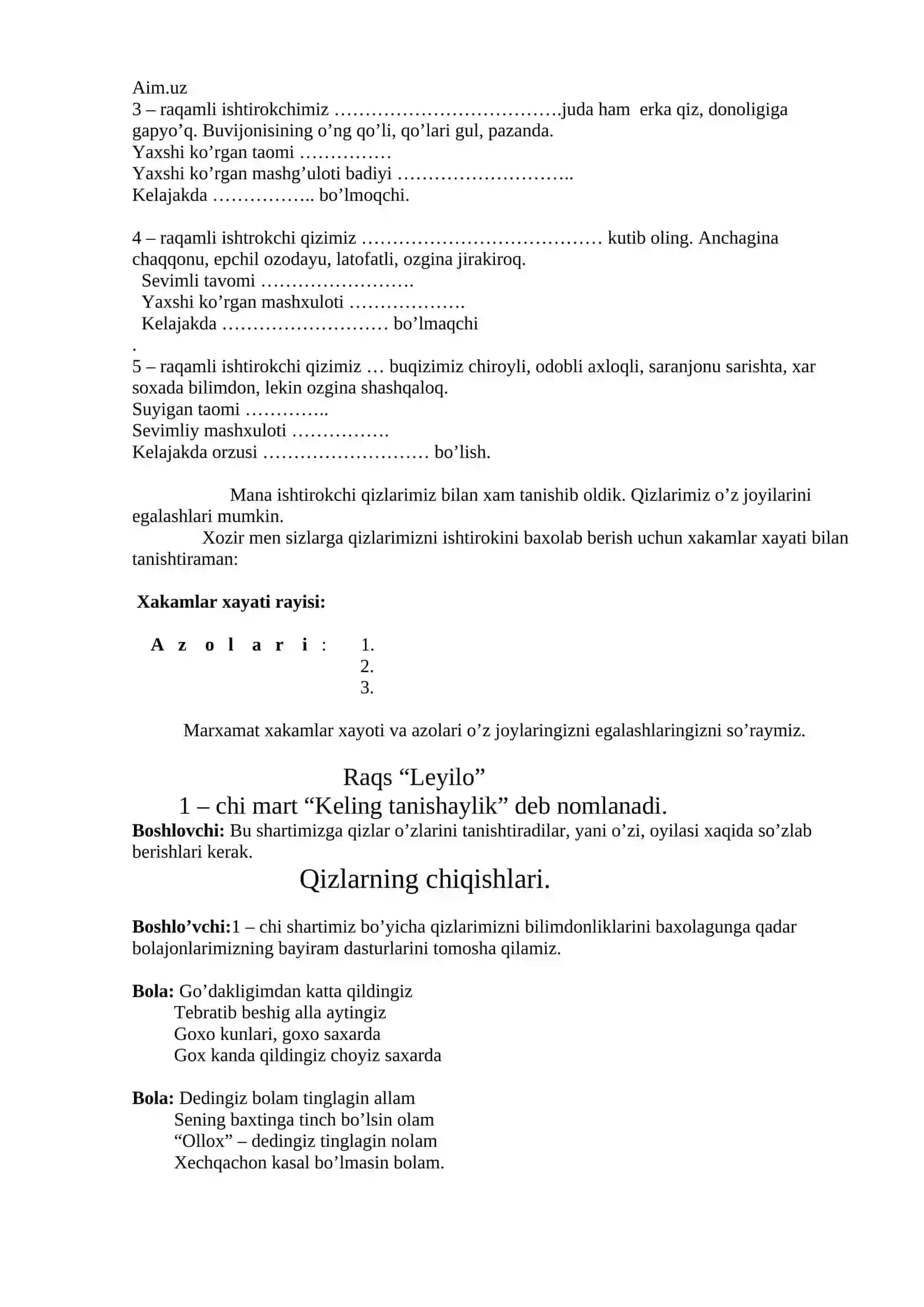 8 – MART Onajonlar bayrami ertaligi 3