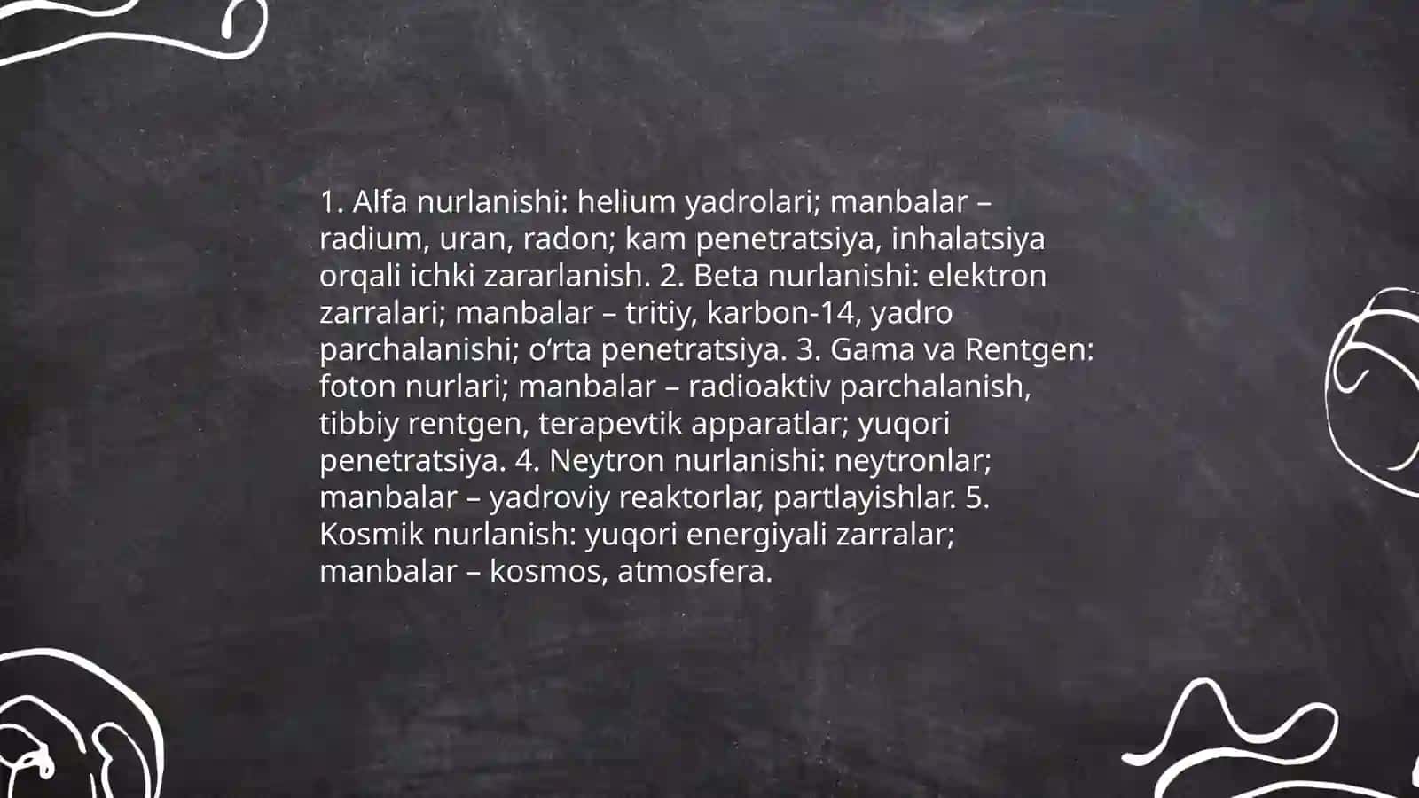 Ionlashtiruvchi nurlanishning inson organizimiga taʼsiri va undan himoyalanish usullari 3