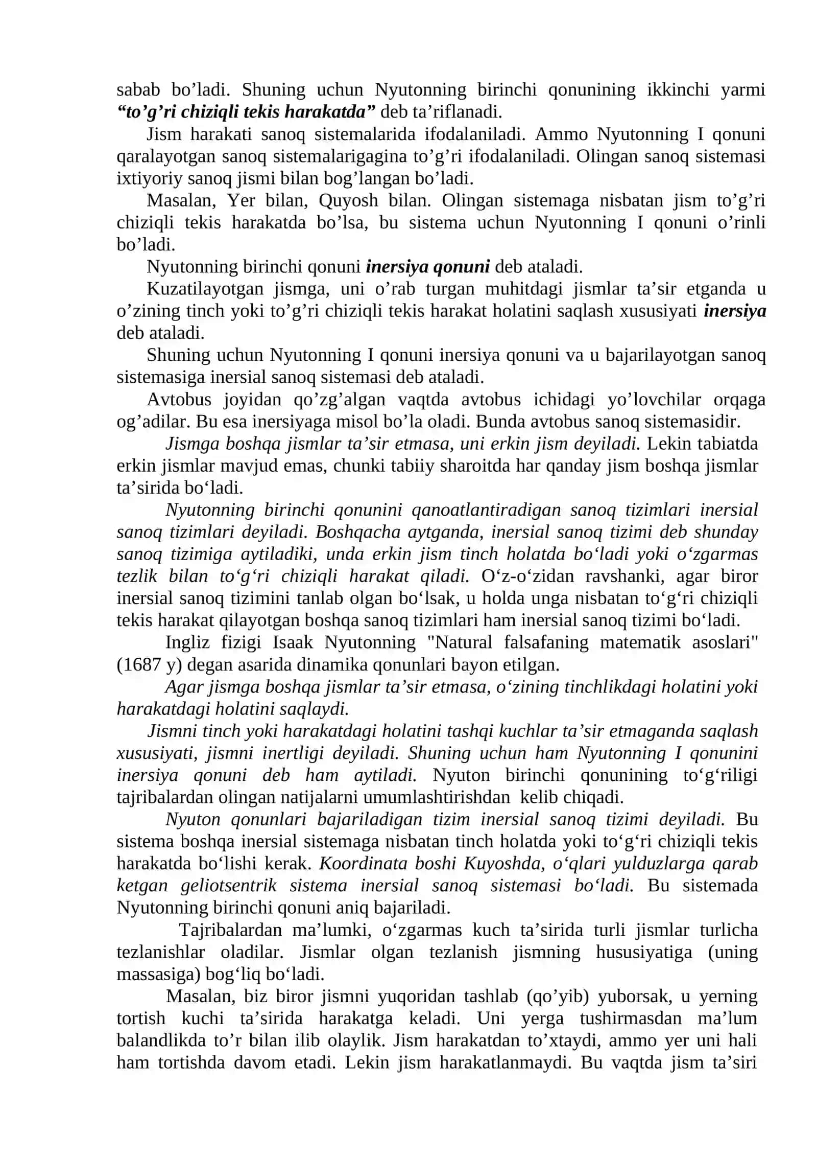 MEXANIKADA KUCHLAR. NYUTON QONUNLARI. GRAVITATSIYA VA ELASTIKLIK KUCHLARI. GUK QONUNI 3