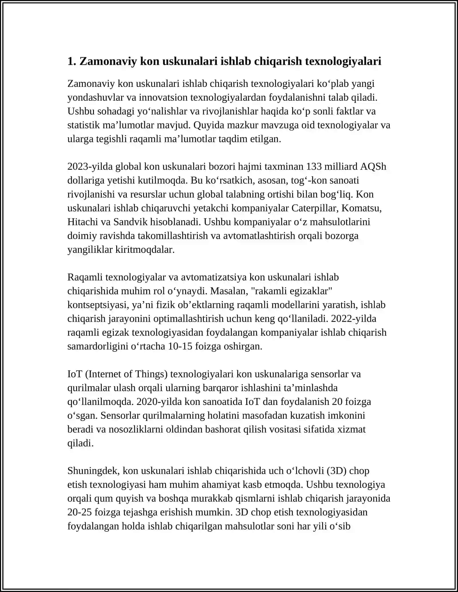 KONCHILIKDA QOʻLLANILAYOTGAN ZAMONAVIY KON-MASHINA USKUNALARINI ISHLAB CHIQARUVCHI KORXONALAR 3