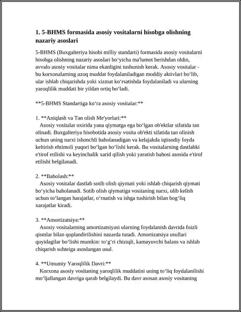 "ASOSIY VOSITALAR HISOBI " NOMLI 5-BHMS VA UNING MAVZUSI 3