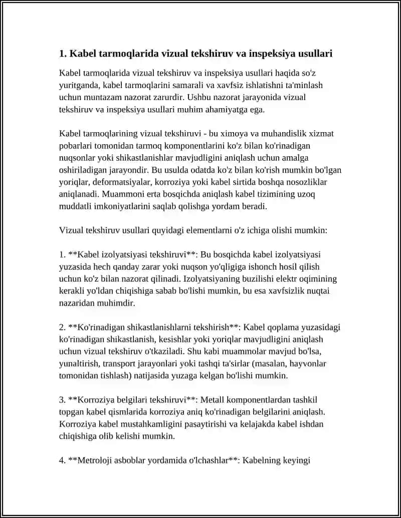 KABEL TARMOQLARINING QAROVLARI KABEL TARMOQLARIDA ZARARLANISH JOYLARINI ANIQLASH 3