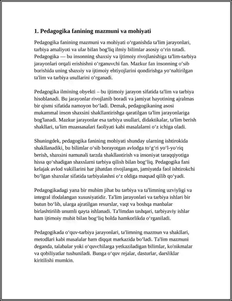 PEDAGOGIKA FANING MAZMUNI MOHIYATI VA PREDMEDI 3