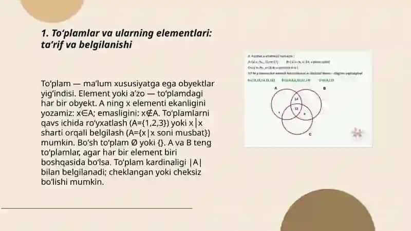 Toʻplamlar va ularning elementlari 3