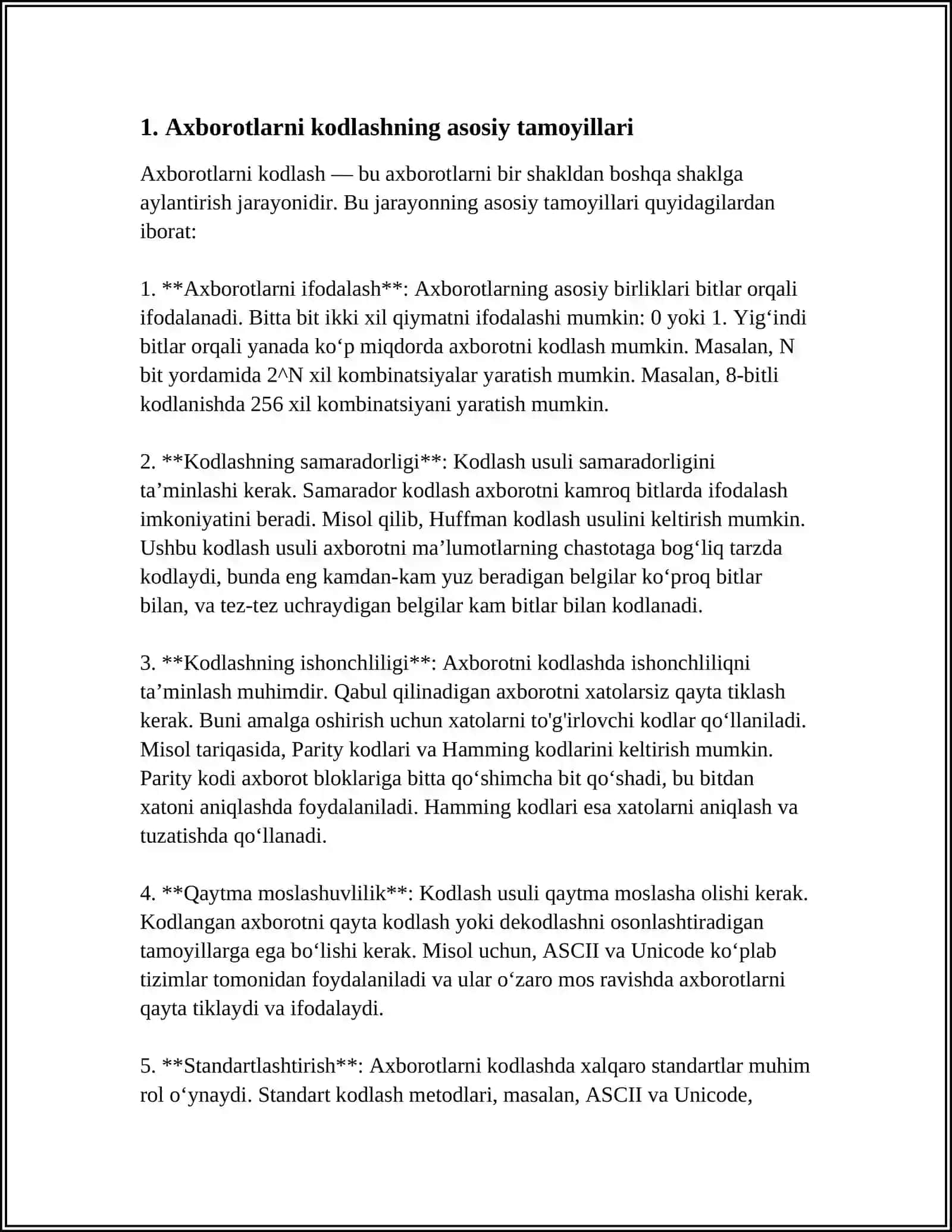 AXBOROTLARNI KODLASH VA DEKODLASH 3