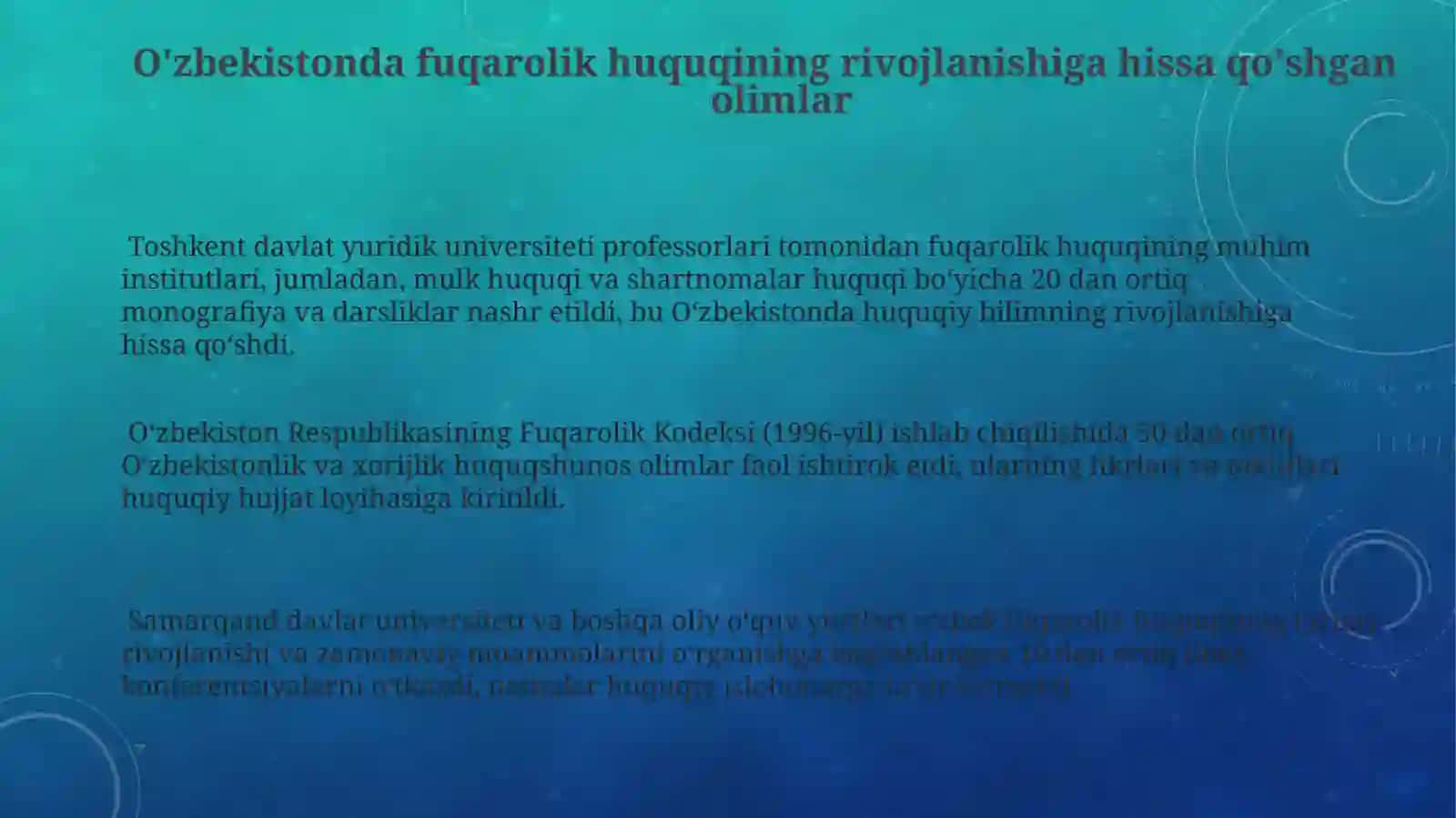 Fuqarolik huquqining rivojlanishiga xissa qo'shgan milliy va horijiy olimlar 3