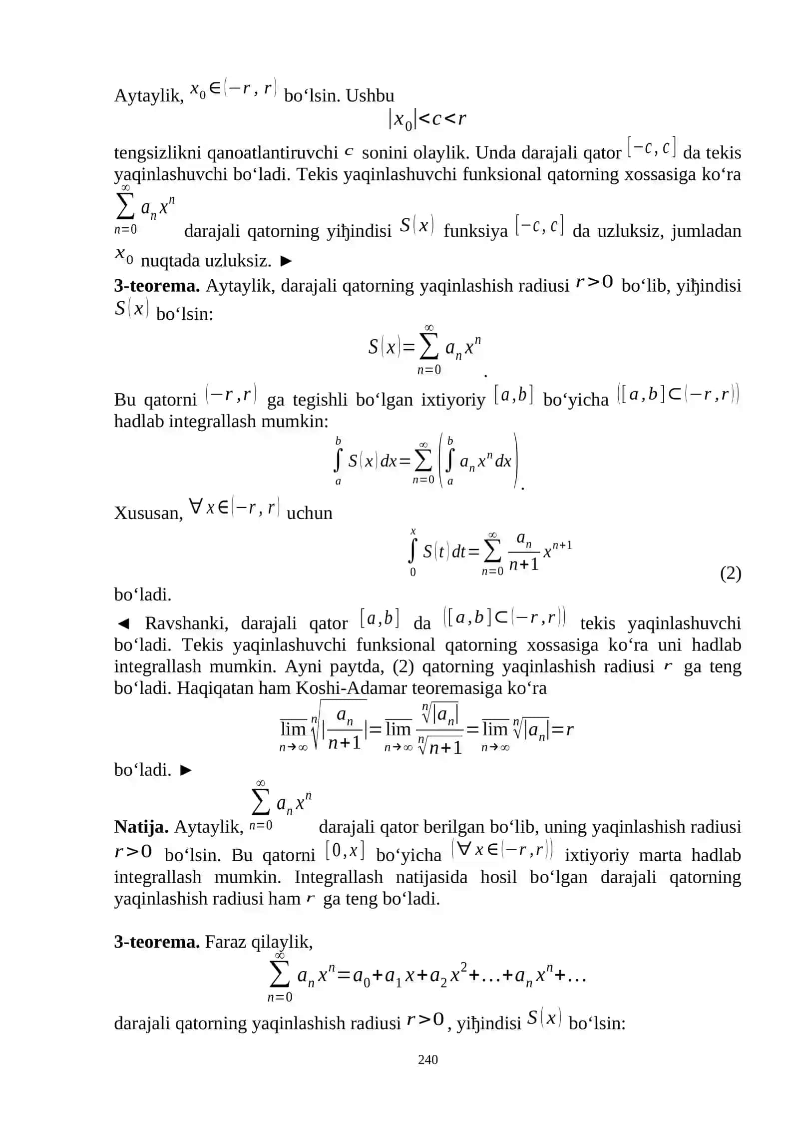 Darajali qatorning tekis yaqinlashishi 3