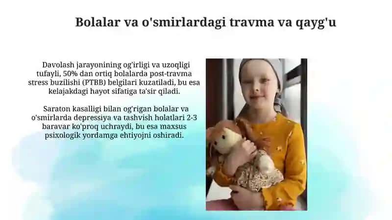 Bolalarda saraton kasalligi kechishida psixologik buzilishlar 3