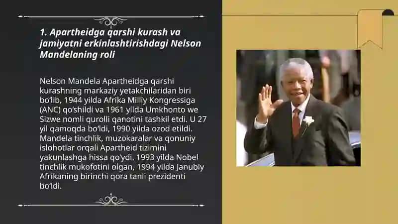 Nelson Mandellaning ijtimoiy sohaga qo’shgan hissasi 3