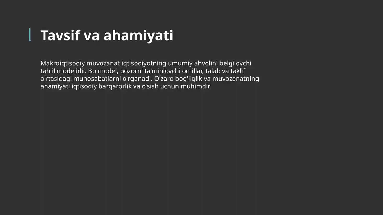 Keynsning tovarlar va xizmatlar bozoridagi makroiqtisodiy muvozanat modeli 3