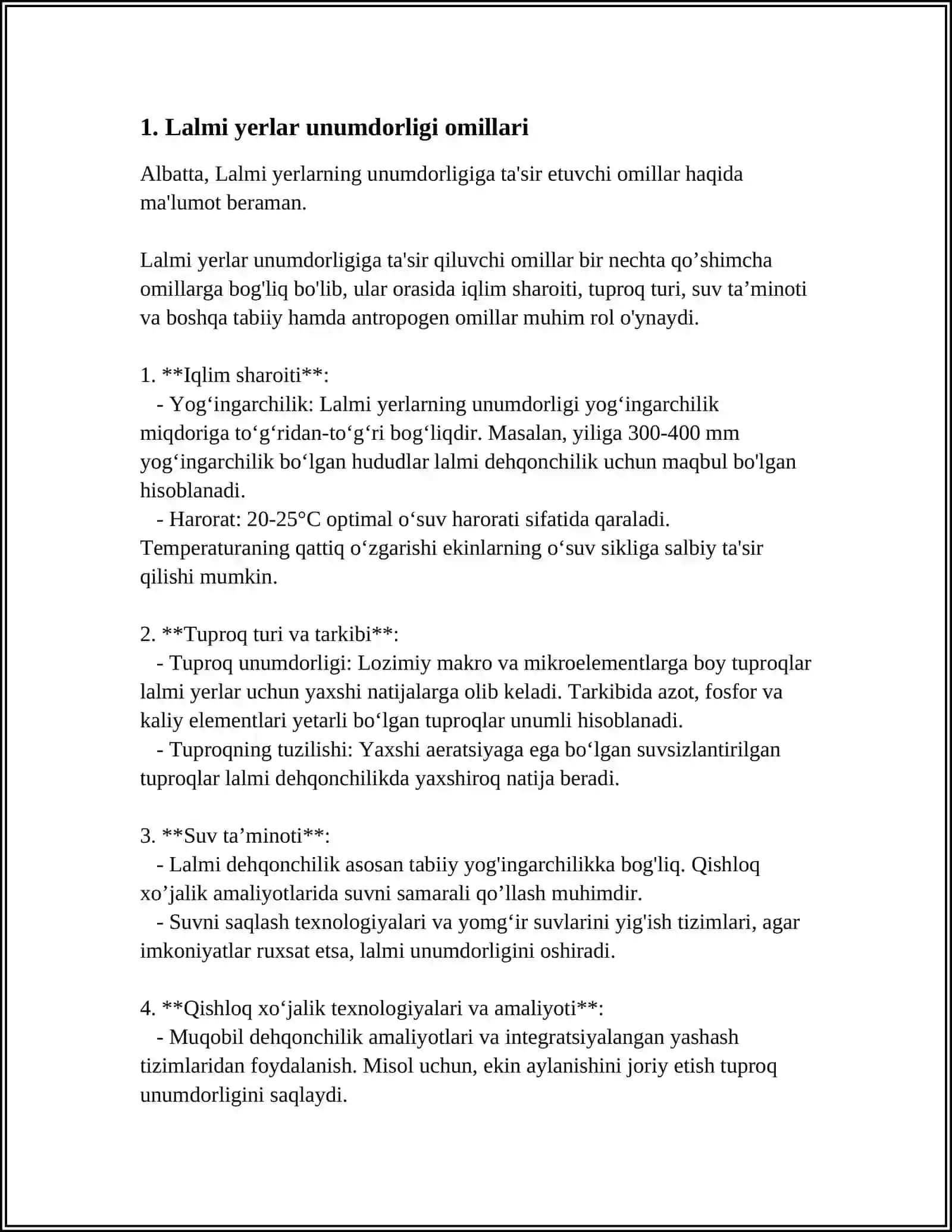 LALMI VA YAYLOV TUPROQLARI UNUMDORLIGI REFERAT 3