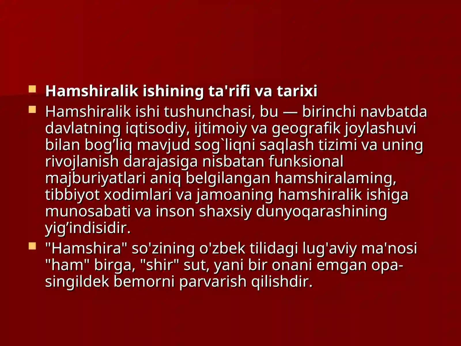 Hamshiralik ishi faniga kirish. Hamshiralik ishining tarixi va rivojlanishi 3