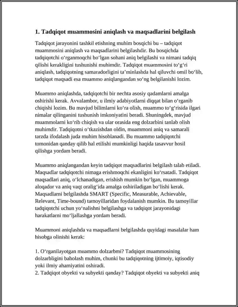 TADQIQOT JARAYONINI TASHKIL ETISH 3