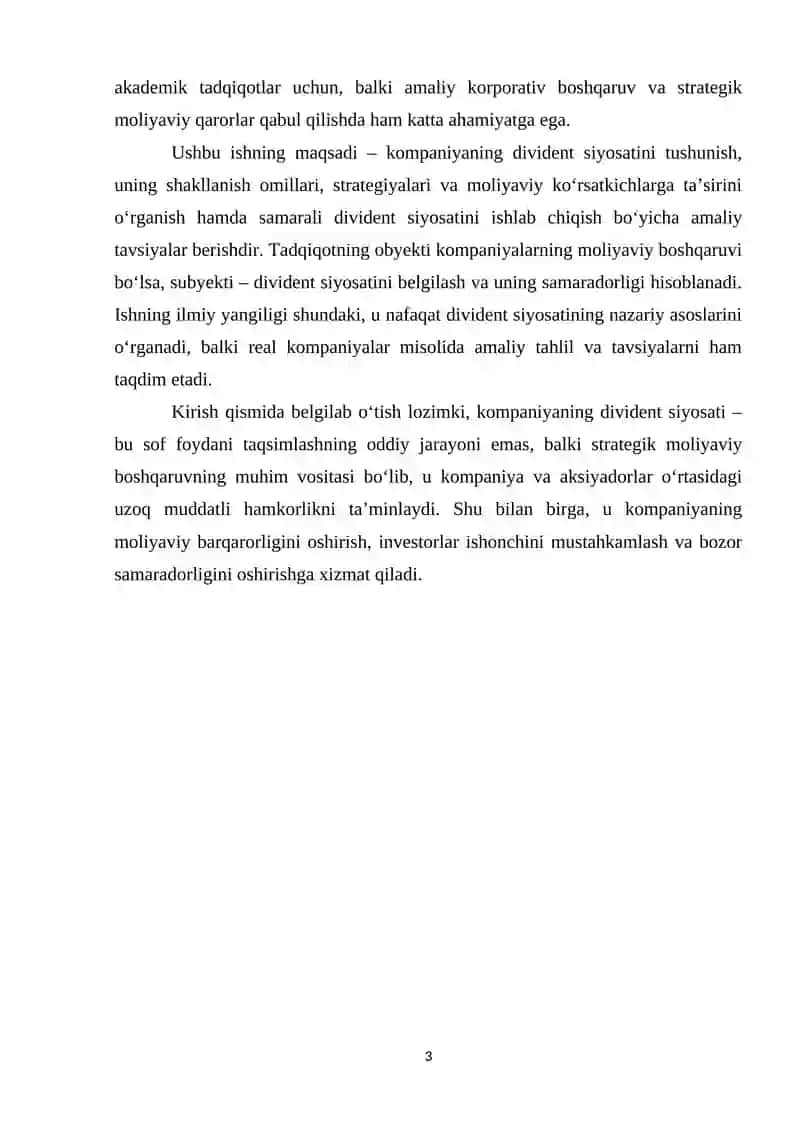 Kompaniyaning divident siyosati 3
