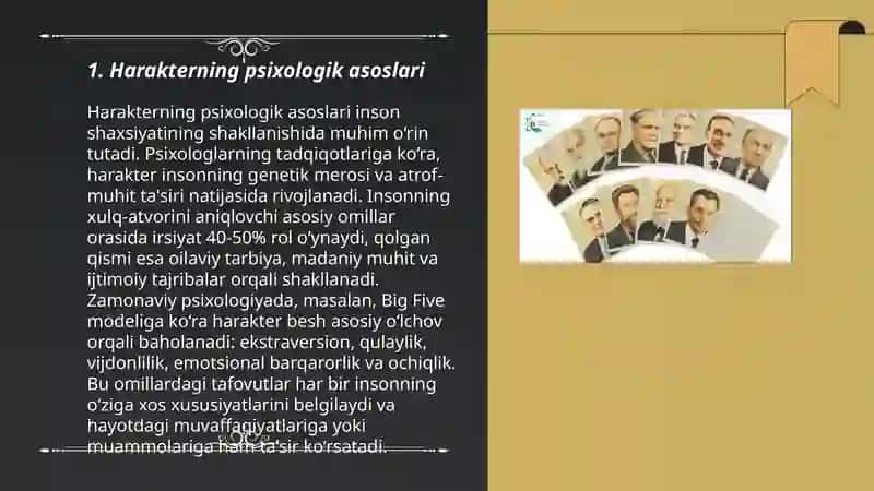 Harakterning olimlar tomonidan talqin qilinishi 3