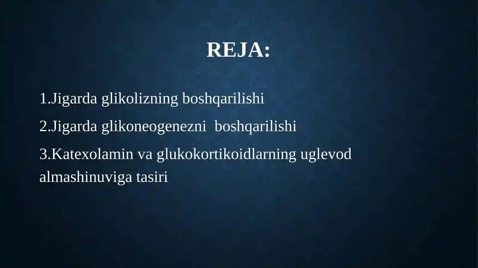 JIGARDA GLIKOLIZ VA GLIKONEOGENEZNI BOSHQARILISHI. KATEXOLAMINLAR VA GLUKOKORTIKOIDLARNING UGLEVODLAR ALMASHINUVINING TA`SIRI 3