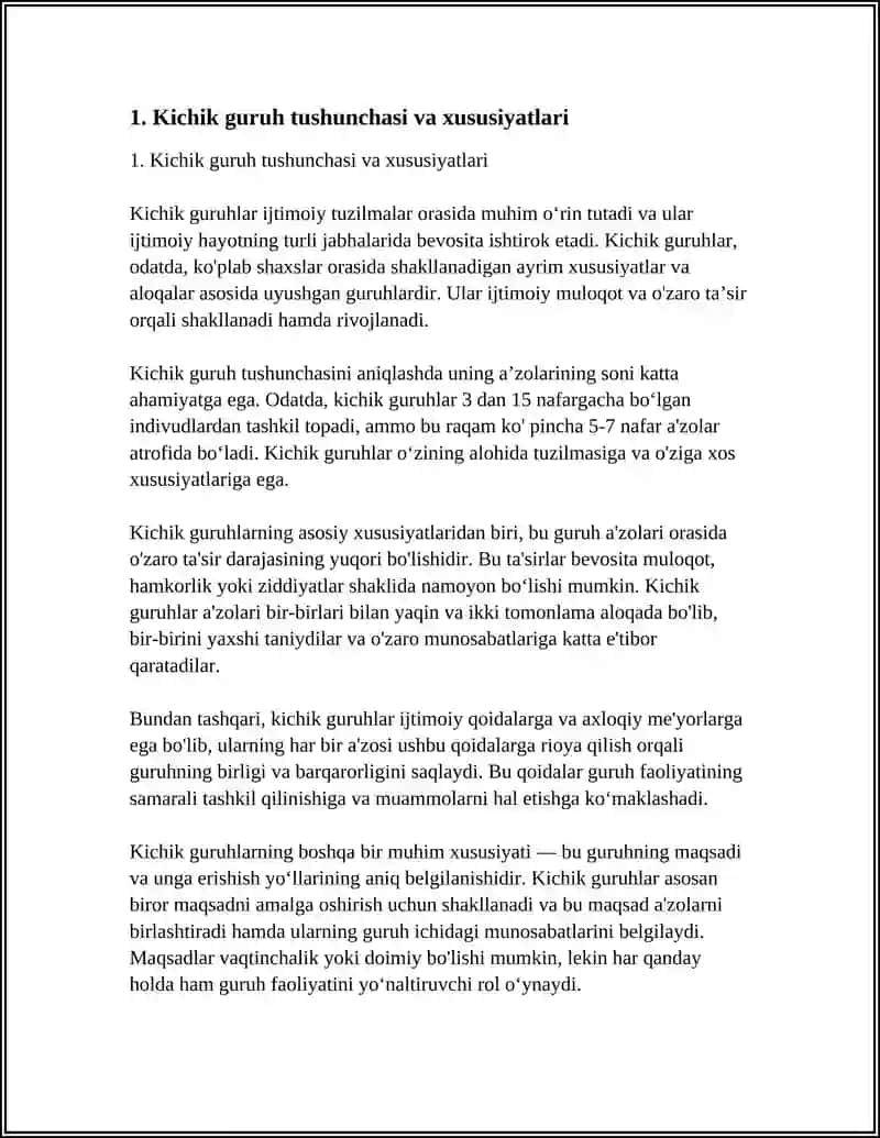 KICHIK GURUHLARDAGI MUOMOLAR. KICHIK GURUHLARNING KLASFIKATSIYASI 3