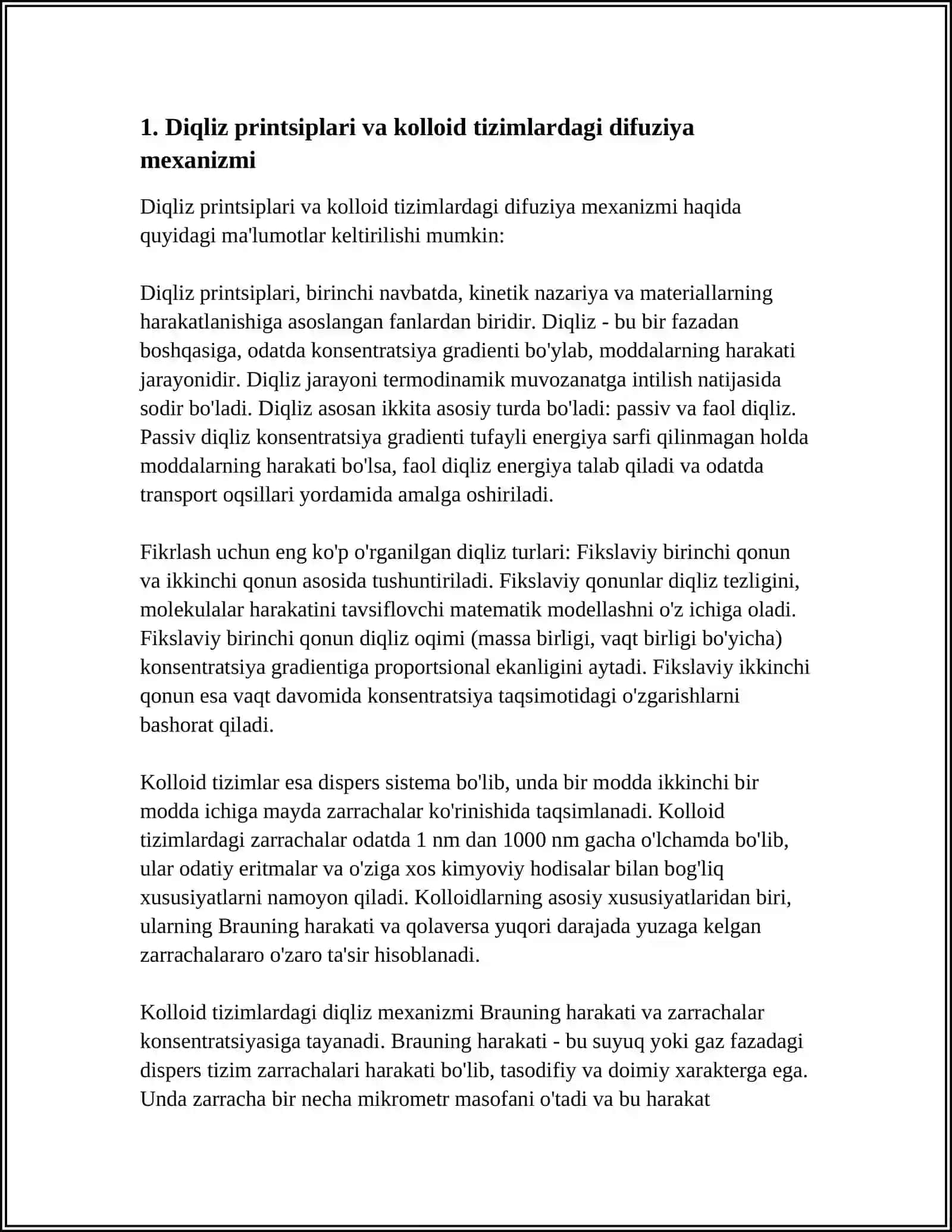 Kolloid Sistemalarni Diqliz Yoʼli Bilan Tozalash. Gemodializni Oʼtkazishda Kimyoning Ahamiyati 3