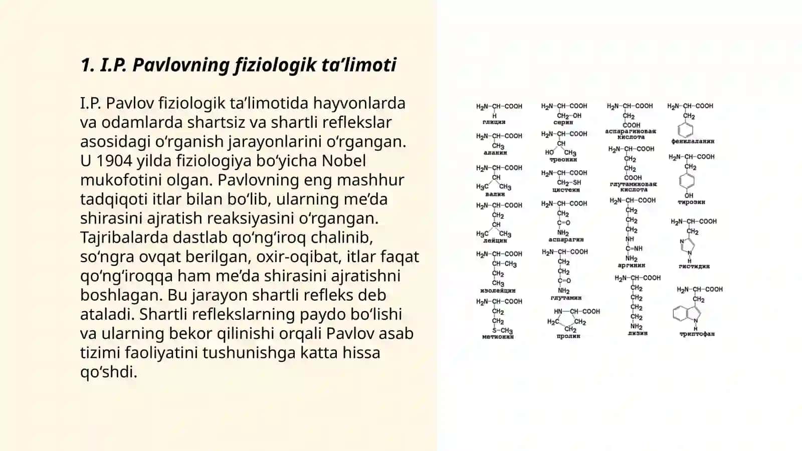 Oliy asab faoliyati haqida. I.P.Pavlovning ta'limoti 3