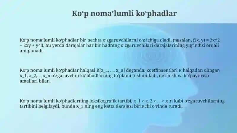 Koʻp nomaʼlumli koʻphadlar 3
