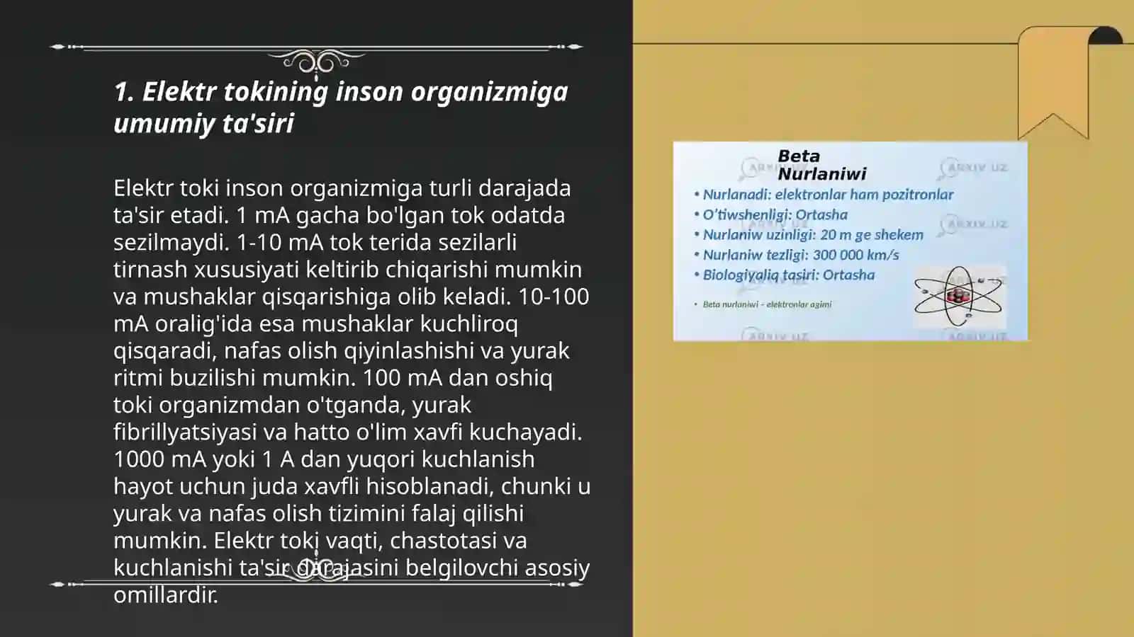 Elektr tokining inson organizmiga umumiy ta'siri 3