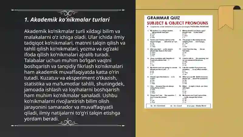 Akademik koʻnikmalar kasbiy kompetentlik fanining predmeti maqsadi vazifalari 3