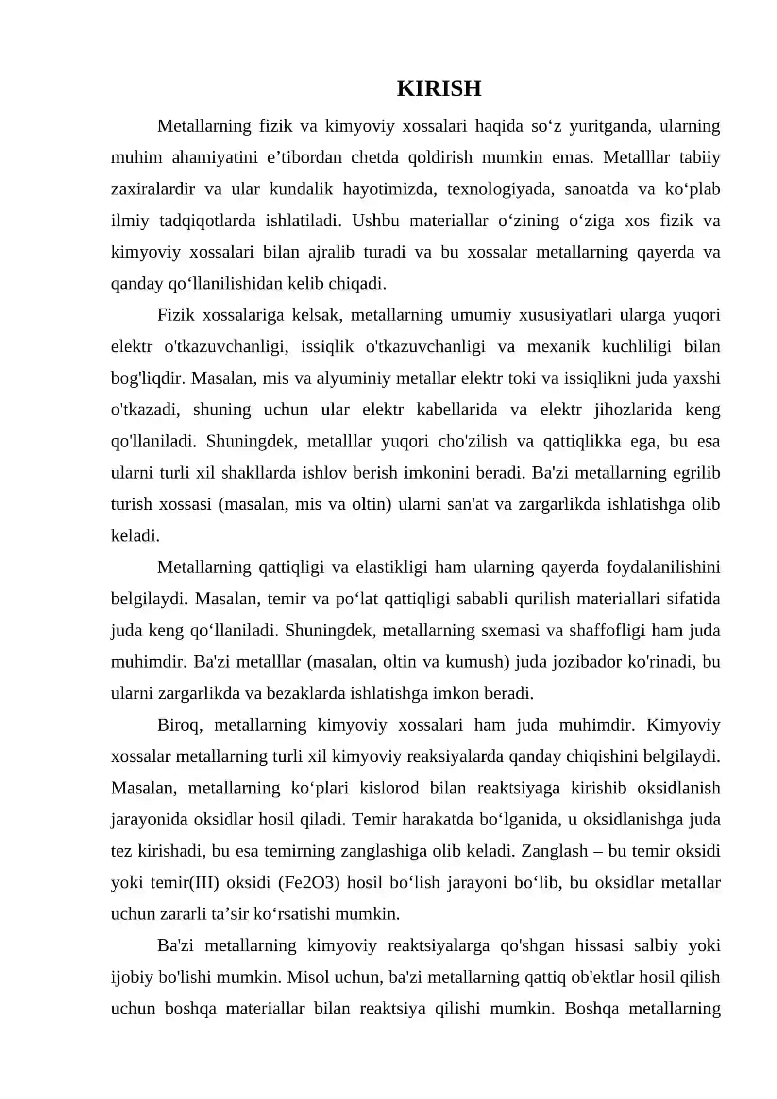 METALLARNING FIZIK VA KIMYOVIY XOSSALARI. 9 - SINF 3