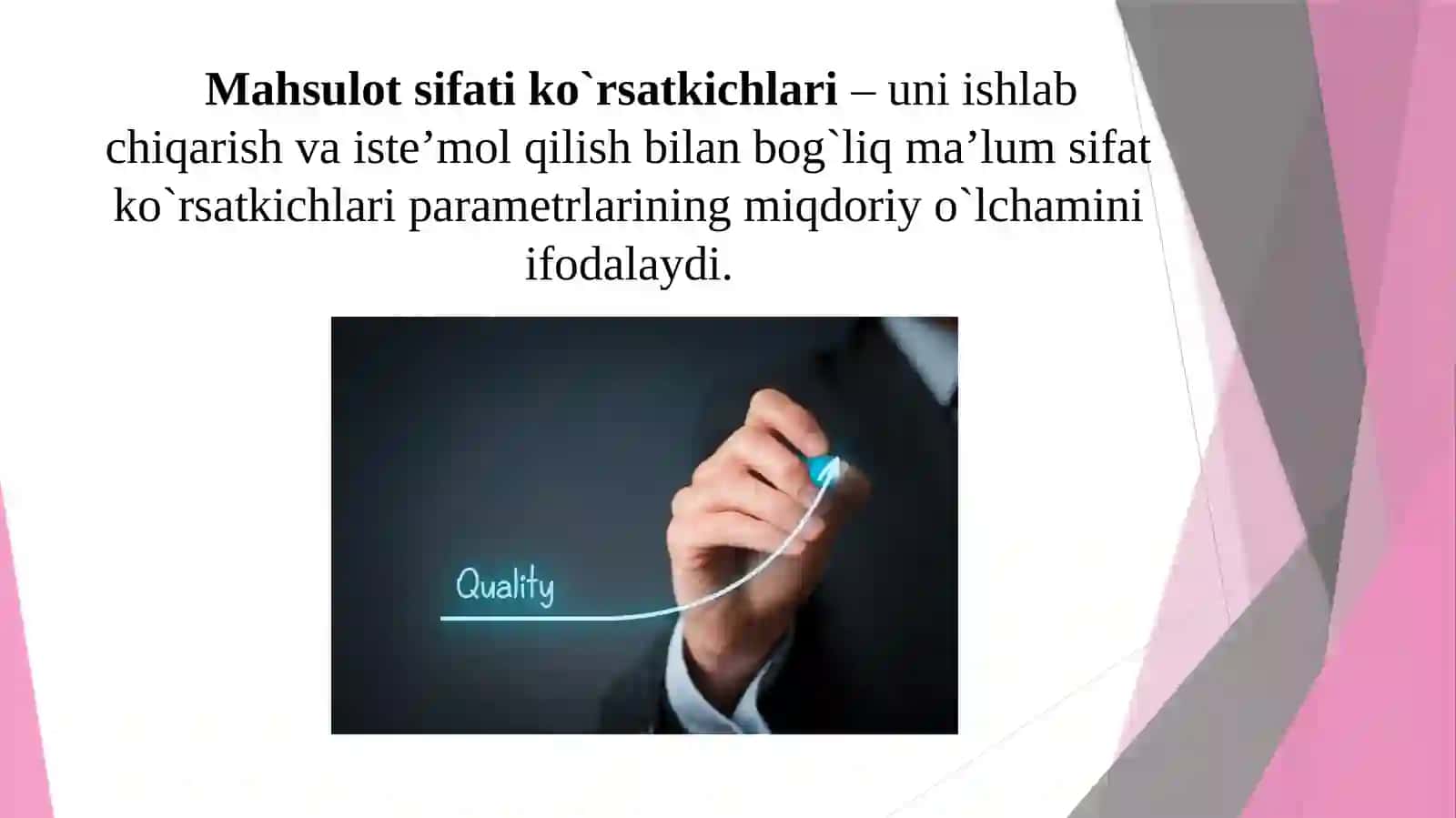 Mahsulotlarning asosiy sifat ko’rsatkichlari,puxtali sifatning ko’rsatkichlari,  kvalimetriyaning asosiy prinsplari va rivojlanishi 3