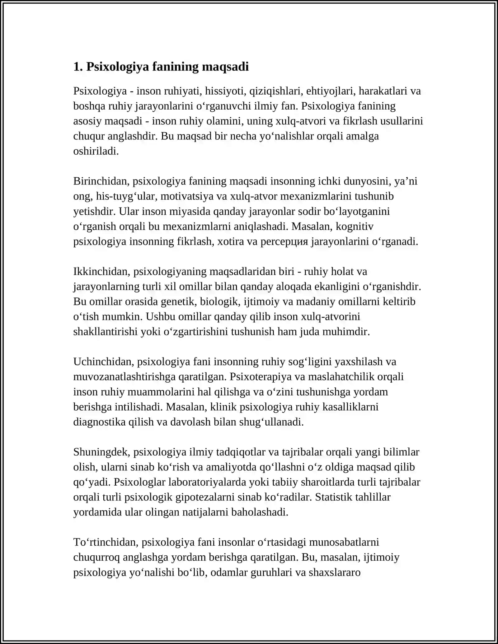 PSIXOLOGIYA FANINING PREDMETI VAZIFALARI 3
