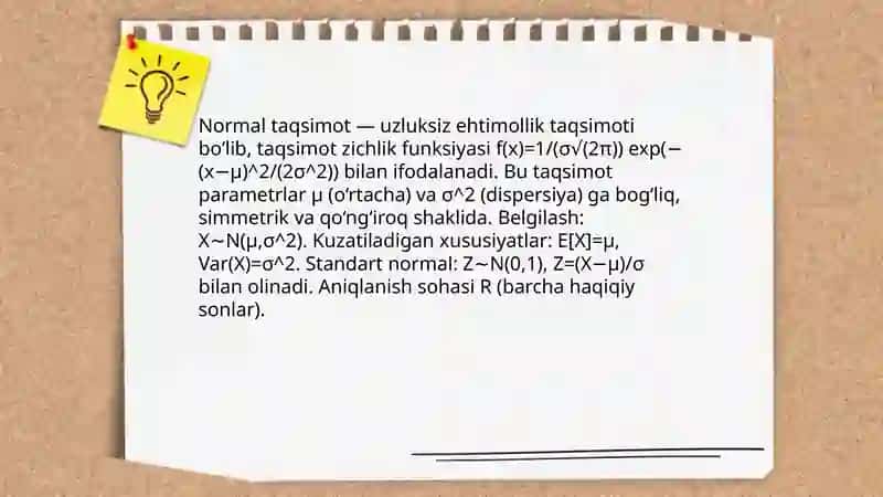 Normal taqsimotning ahamiyati va mohiyati 3