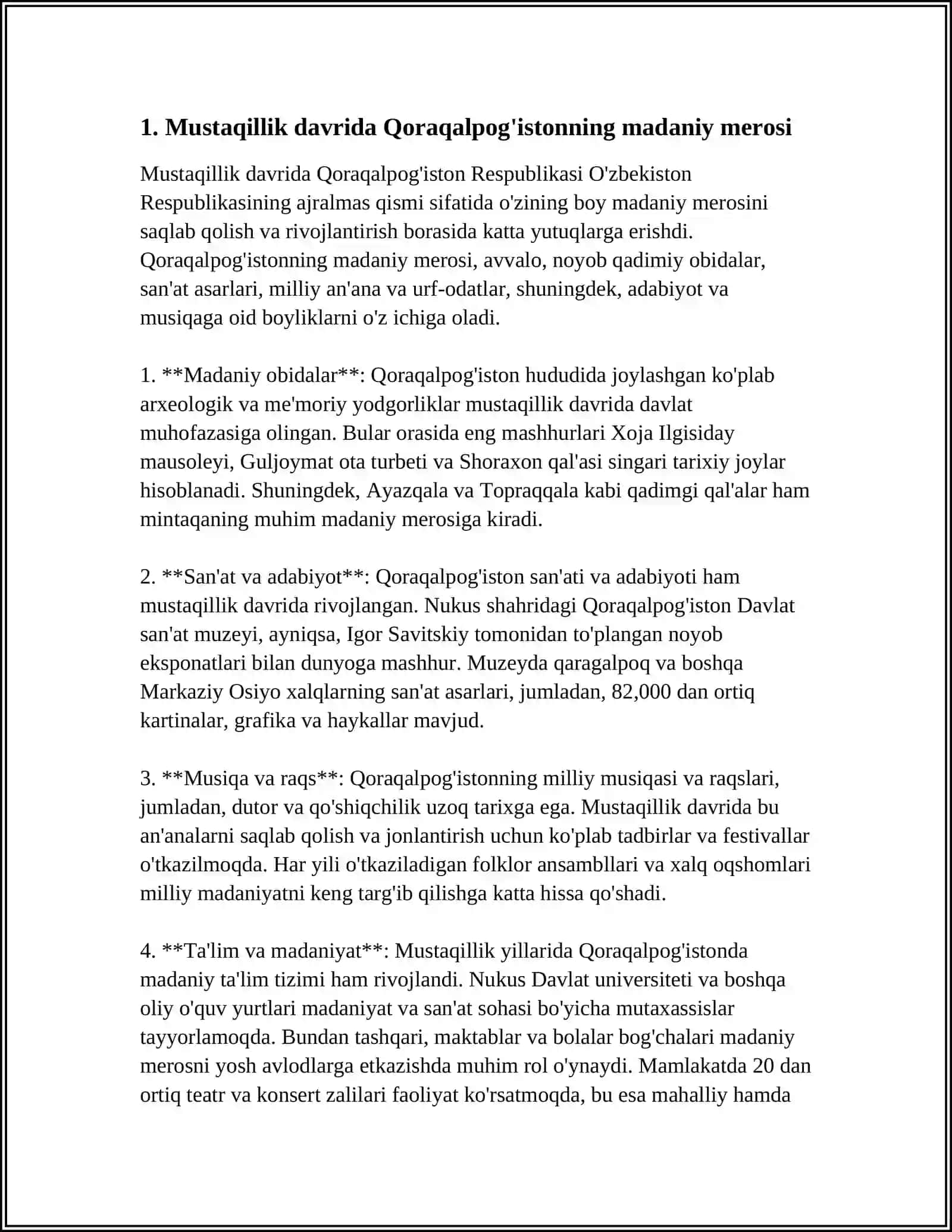 MUSTAQILLIK YILLARIDA QORAQALPOG'ISTONNING MADANIY RIVOJLANISHI 3