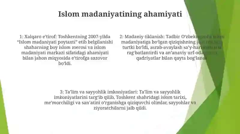 Toshkent "Islom Madaniyati Poytaxti " DebE'LonQilinishi 2007 3