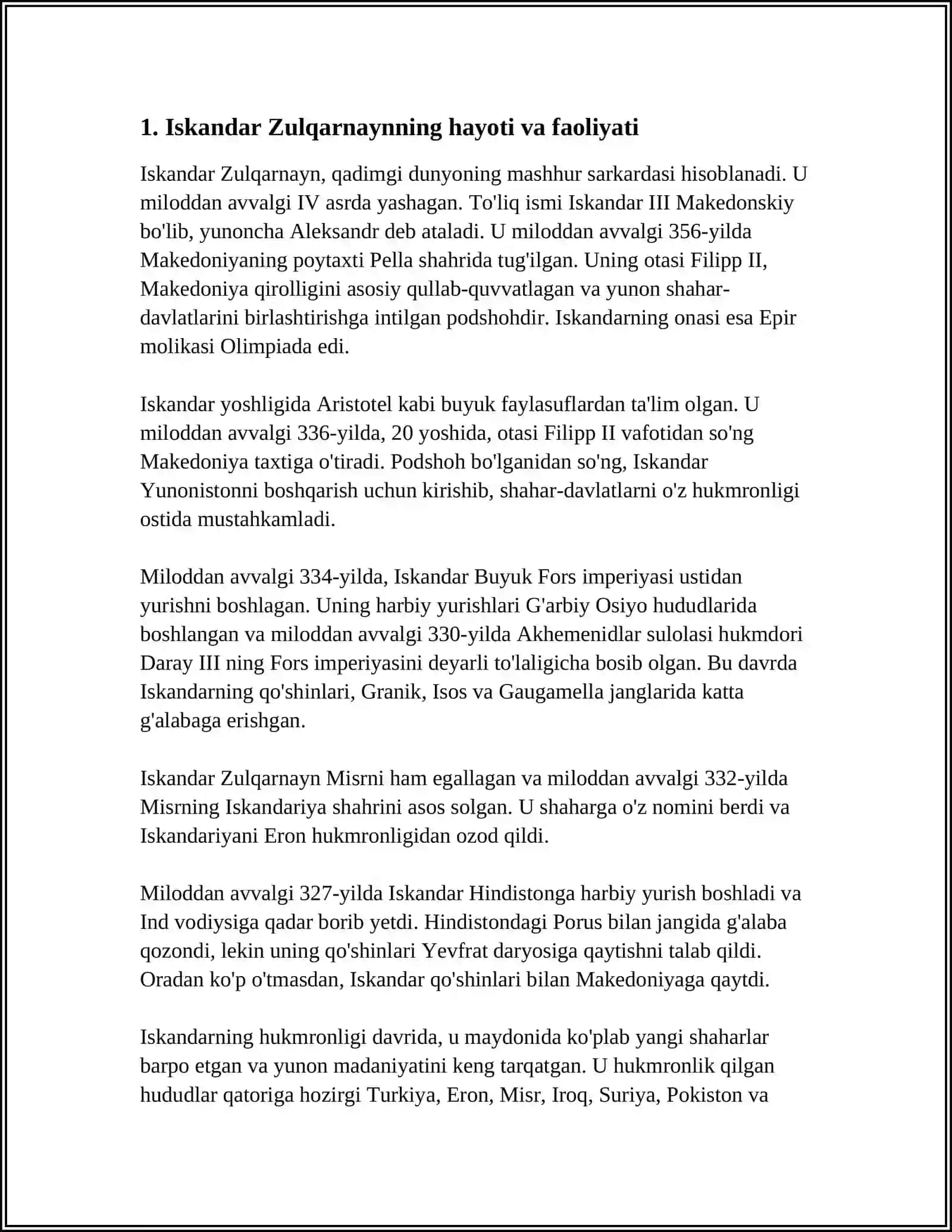ALEKSANDR MAKEDONSKIYNING MARKAZIY OSIYOGA HARBIY HARAKATLARI 3