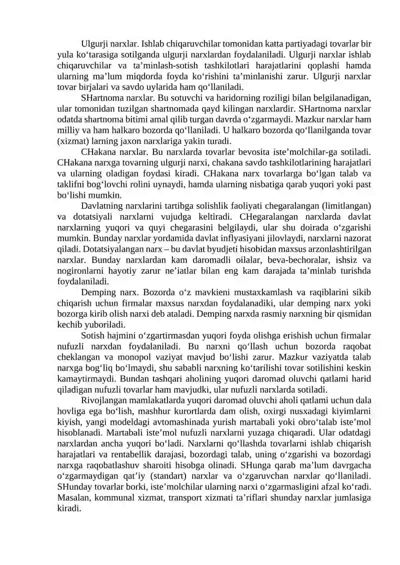 Korxonalarda narx shakllanish jarayonini boshqarish 3