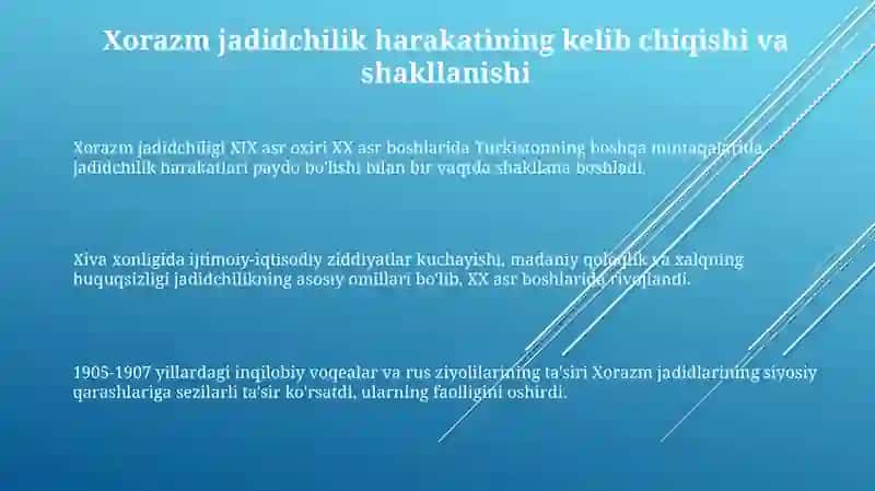 Xorazm jadidchilik harakatining oʻziga xos xususiyatlari 3