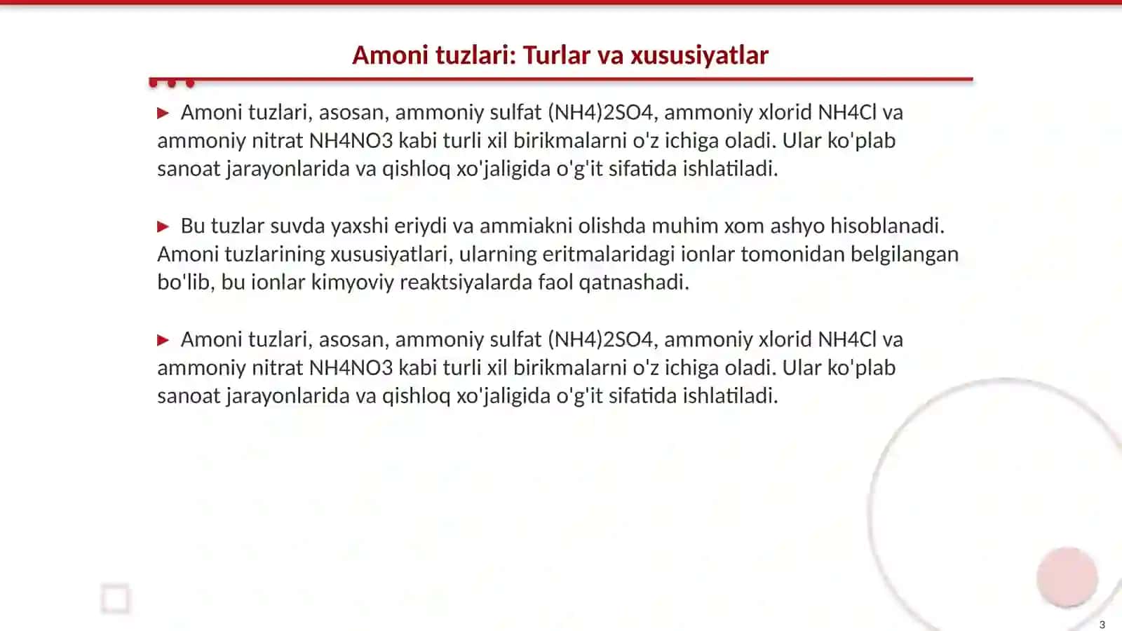 Amoni tuzlaridan ohak tasirida ammiak olish va uni xossalarini oʻrganish 3
