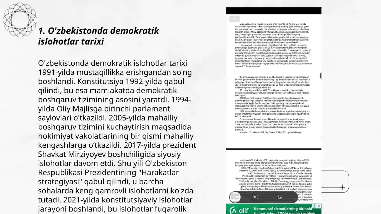 O'zbekistonda Demakartik,Fuqa rolik Jamiyati Asoslarining shakillanishi amalga oshirilgan siyosiy islohotlar 3