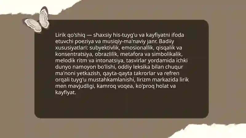 Lirik qo'shiqlar. Mehnat qo'shiqlari va termalar 3