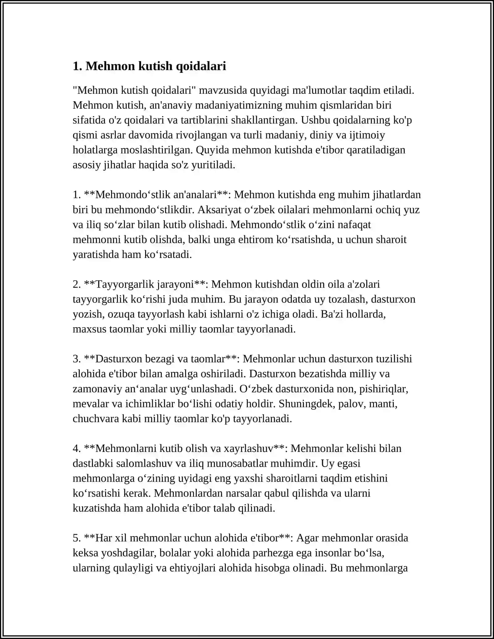 MEHMONGA BORISH VA MEHMON KUTISH ODOBI 3