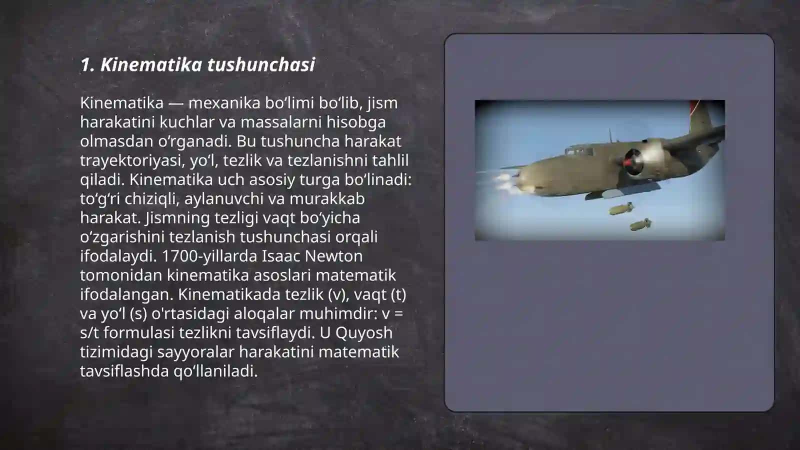 Kinematika asoslari.Moddiy nuqtaning to'g'ri chiziqli harakati 3