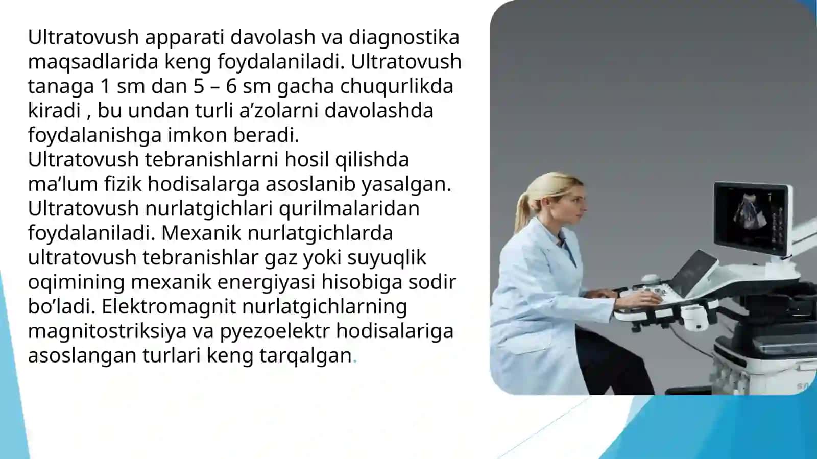 Ultratovush tashxisi qurilmalari ishlashining A, B, M, C va Doppler rejimlari 3