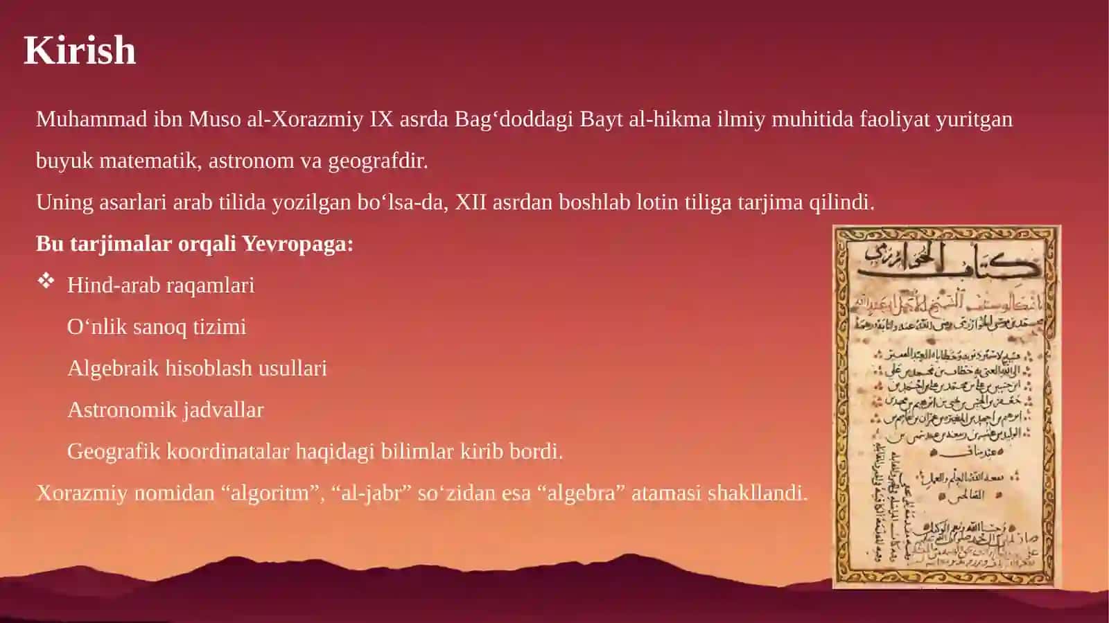 Muhammad Xorazmiyning Lotin Tiliga Tarjima Qilingan Asarlar va Ularning Fani Tarixi 3